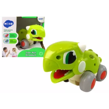 LEAN TOYS Dinozauras ant ratukų Žalias