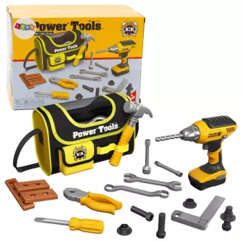 LEAN TOYS DIY įrankių krepšys akumuliatoriniams grąžtams, 600D poliesteris, juodas su raudonomis detalėmis