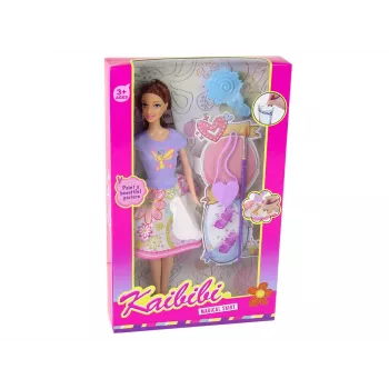 LEAN TOYS Lėlė su ilgais plaukais ir piešiama suknele