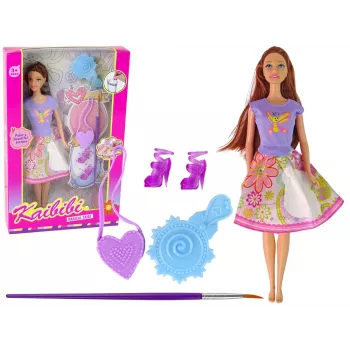 LEAN TOYS Lėlė su ilgais plaukais ir piešiama suknele