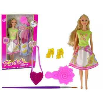 LEAN TOYS Lėlė su ilgais plaukais ir dažymo suknele