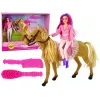 LEAN TOYS Lėlė raitelė su rudu poniu