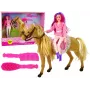LEAN TOYS Lėlė raitelė su rudu poniu