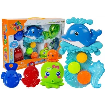 LEAN TOYS Dolphin Bathing Kit Sea Animals Plastic Waterfall