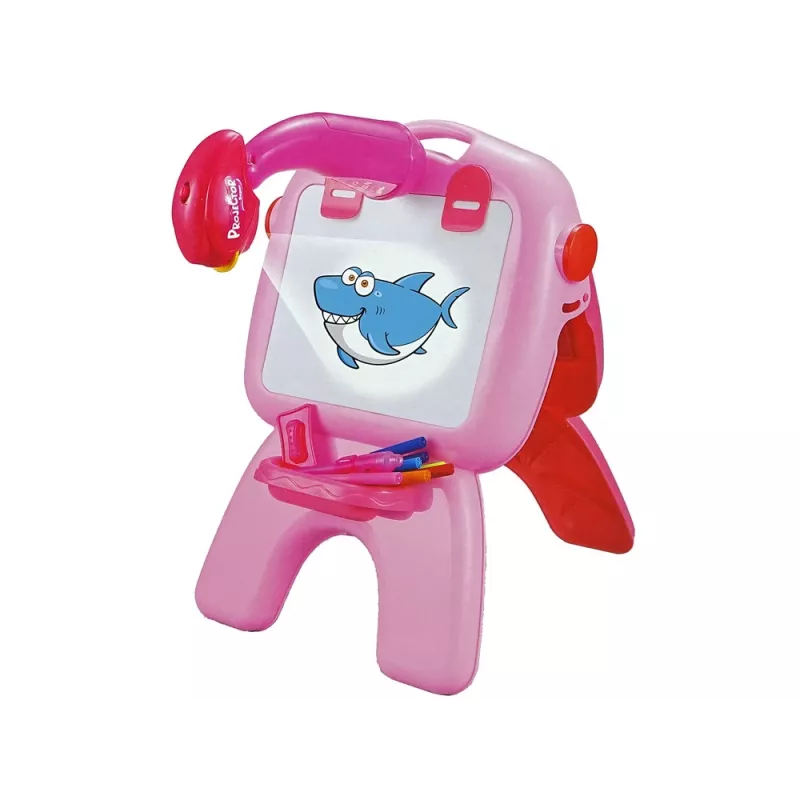 LEAN TOYS Dvipusė lenta su kreidelėmis, stovu ir projektoriumi Piešiniai Rožinė