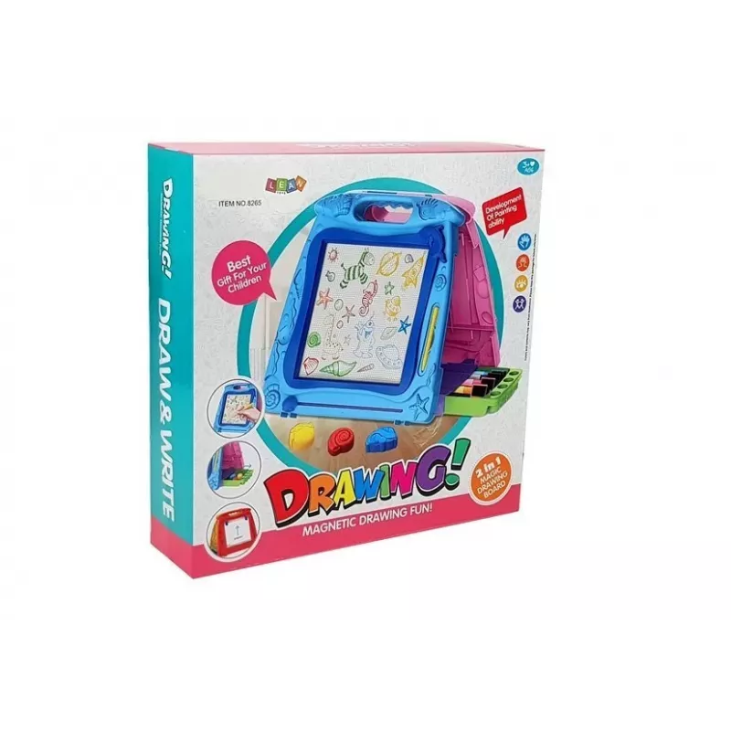 LEAN TOYS dvikryptė piešimo lenta su žymekliais ir magnetais