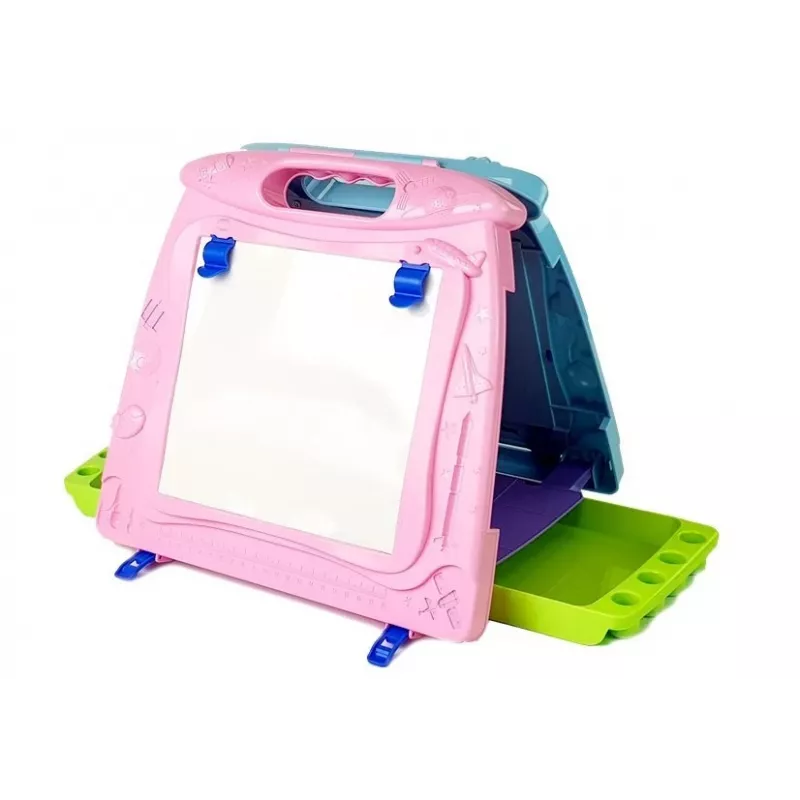 LEAN TOYS dvikryptė piešimo lenta su žymekliais ir magnetais