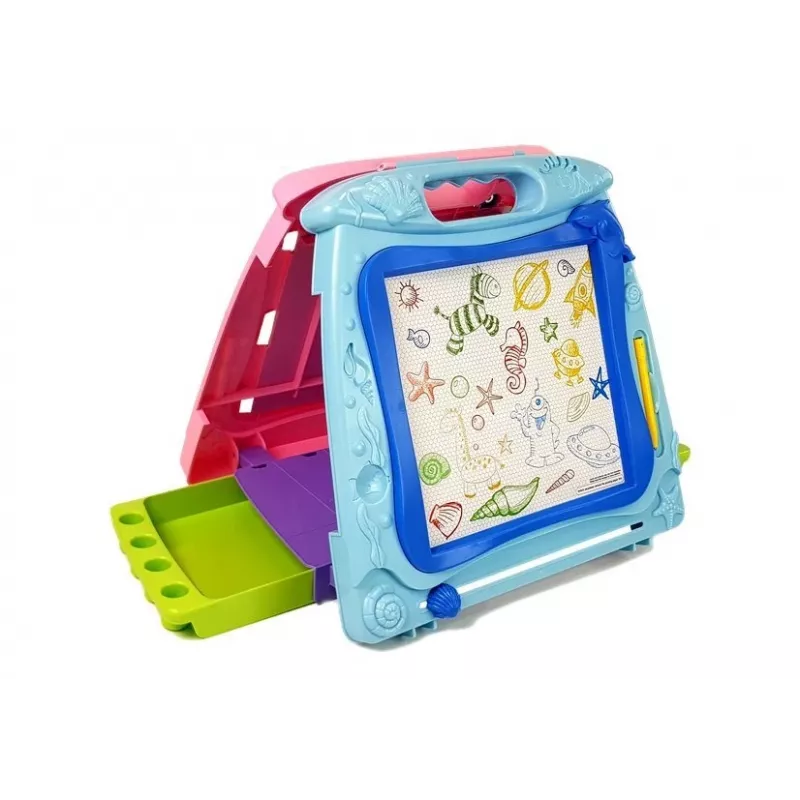 LEAN TOYS dvikryptė piešimo lenta su žymekliais ir magnetais