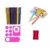 LEAN TOYS Dvipusė magnetinė kreidėlė rožinė su trafaretais