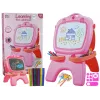 LEAN TOYS Dvipusė magnetinė kreidėlė rožinė su trafaretais