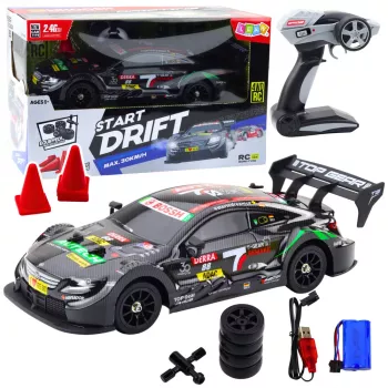 LEAN TOYS Drift Car RC Black Carbon 30km/h 1:16