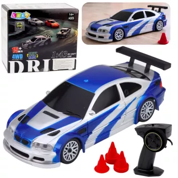 LEAN TOYS E46 nuotoliniu valdymu dreifuojantis sportinis automobilis RC kūgiai 15 km/h 1:43