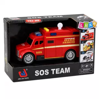 Gelbėtojų žaislinis greitosios pagalbos automobilis LEAN TOYS Emergency Vehicle Ambulance Lights Sounds Red 1:32