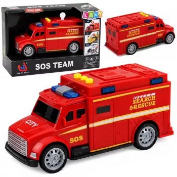 Gelbėtojų žaislinis greitosios pagalbos automobilis LEAN TOYS Emergency Vehicle Ambulance Lights Sounds Red 1:32