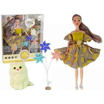 LEAN TOYS Emily Lėlė su Vėjo Malūno Katinu Vaikams