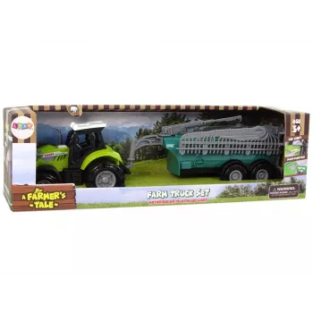 LEAN TOYS Ūkio traktorius su purkštuvu ir ūkio garsais žalias