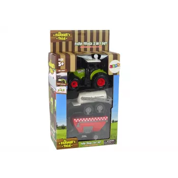 LEAN TOYS Ūkininko Traktorius + 2 Ūkio Mašinos Ūkio Sunkvežimis Rinkinys