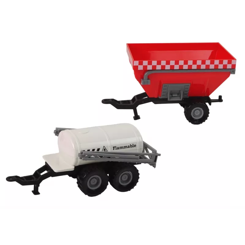 LEAN TOYS Ūkininko Traktorius + 2 Ūkio Mašinos Ūkio Sunkvežimis Rinkinys