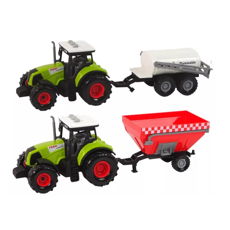 LEAN TOYS Ūkininko Traktorius + 2 Ūkio Mašinos Ūkio Sunkvežimis Rinkinys
