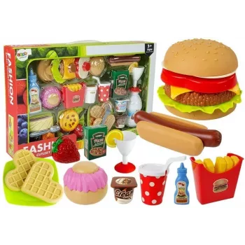 LEAN TOYS Fast Food Hamburger Set | 12 dalių žaidimų maisto rinkinys vaikams