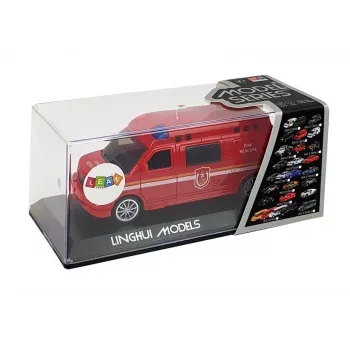 LEAN TOYS Fire Department Auto su traukimo virvele, šviesomis ir garsu