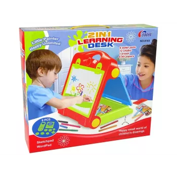 LEAN TOYS Sulankstomas 2v1 Lentynų Lagaminas - Kreida ir Markeris