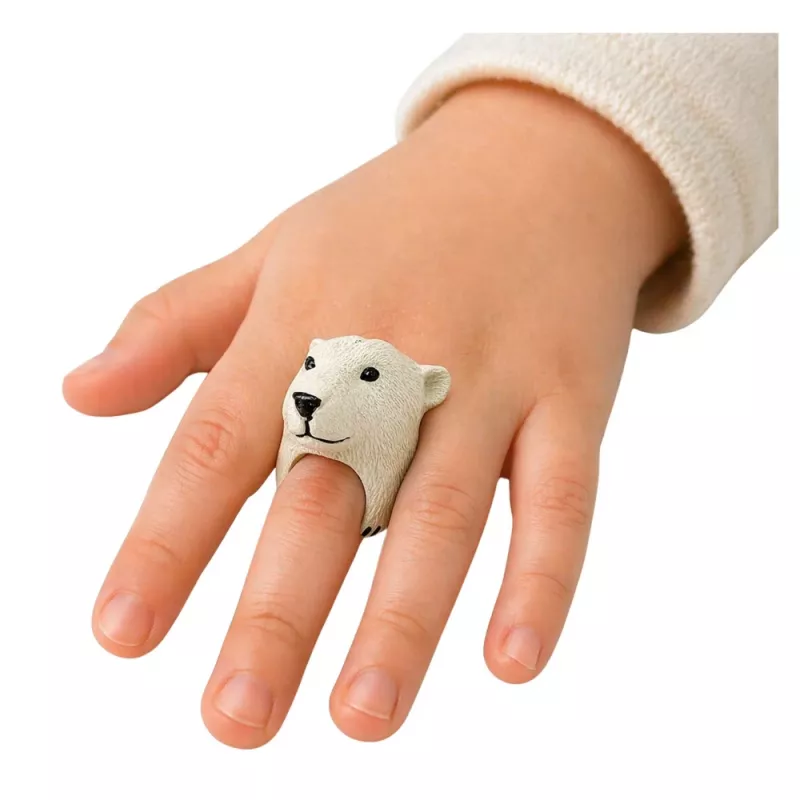LEAN TOYS Hand Ring Educational Animals Bear White