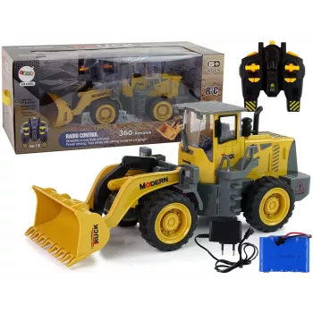 LEAN TOYS Didysis ekskavatorius R/C krautuvas nuotoliniu valdymu, 360 laipsnių sukimasis, LED šviesos
