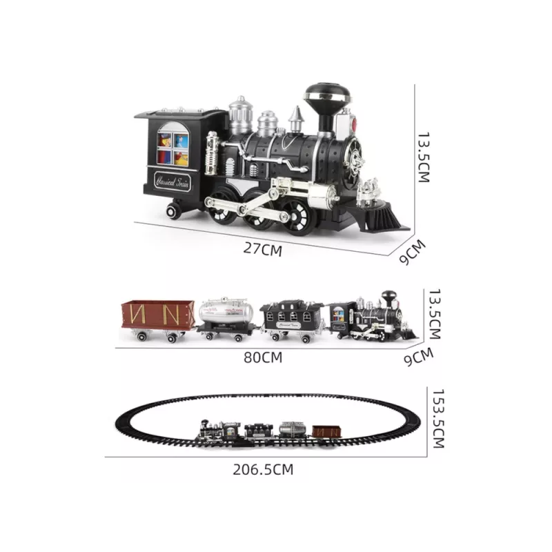 LEAN TOYS Huge Train su garsu, šviesomis ir dūmų efektu 206,5 cm x 153,5 cm