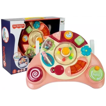 LEAN TOYS Interaktyvus kūdikio skydelis su muzika ir gyvūnėliais, rožinis