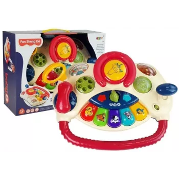 LEAN TOYS Interaktyvus vairas su pianinu ir gyvūnų garsais telefonu