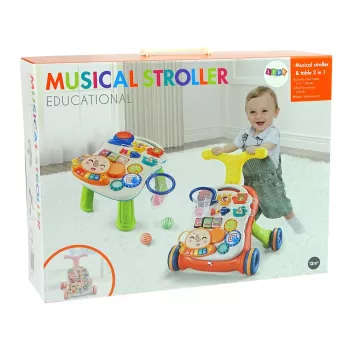 LEAN TOYS Interactive Baby Walker 2-in-1 Table Red