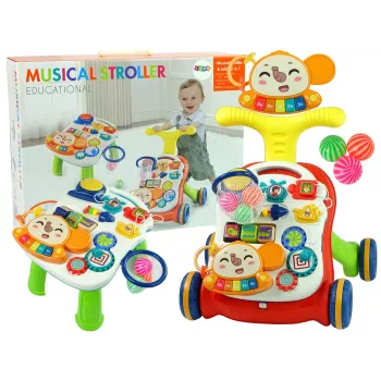 LEAN TOYS Interactive Baby Walker 2-in-1 Table Red