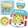 LEAN TOYS Interaktyvus spalvotas telefonas su ratukais traukimui