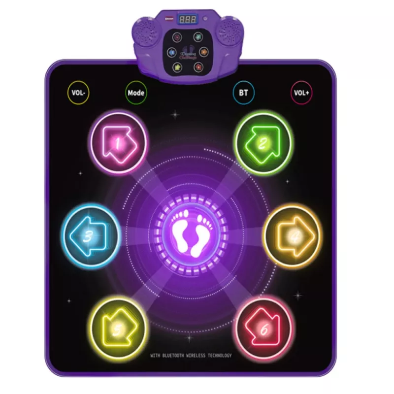 LEAN TOYS interaktyvus šokių kilimėlis vaikams su Bluetooth 5.0, 5 žaidimo režimais ir 3 kalbomis
