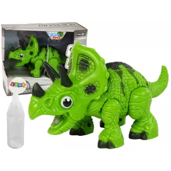 LEAN TOYS Interaktyvus Dinozauras Triceratops Steam Water Sound Green