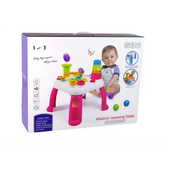 LEAN TOYS Interaktyvus lavinamasis stalas su kamuoliukų rūšiuokle ir čiuožykla Mėlynas