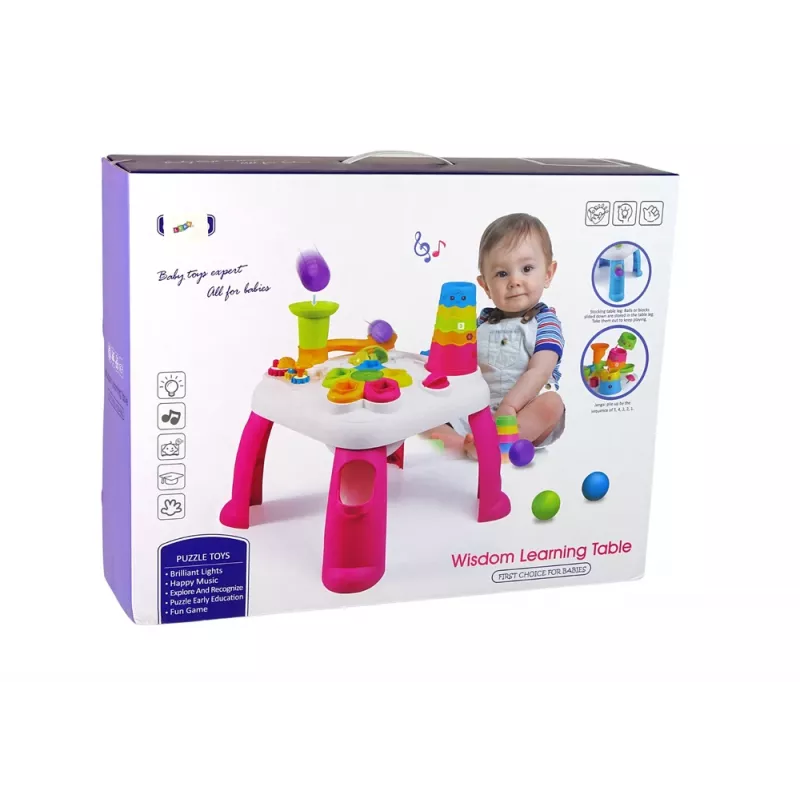 LEAN TOYS Interaktyvus lavinamasis stalas su kamuoliukų rūšiuokle ir čiuožykla Mėlynas
