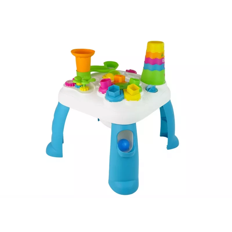 LEAN TOYS Interaktyvus lavinamasis stalas su kamuoliukų rūšiuokle ir čiuožykla Mėlynas