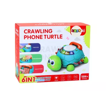 LEAN TOYS Interaktyvus edukacinis vėžliuko telefonas 6in1 Šviesos Garsai Žalias
