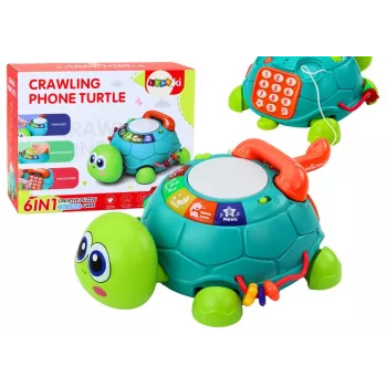 LEAN TOYS Interaktyvus edukacinis vėžliuko telefonas 6in1 Šviesos Garsai Žalias