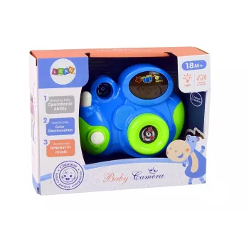 LEAN TOYS Interaktyvus fotoaparatas kūdikiams su šviesos ir garso melodijomis, mėlynas