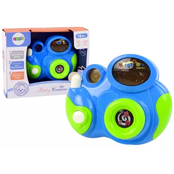 LEAN TOYS Interaktyvus fotoaparatas kūdikiams su šviesos ir garso melodijomis, mėlynas