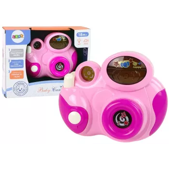 LEAN TOYS Interaktyvus fotoaparatas kūdikiams su šviesų ir garsų melodijomis, spalva Rožinė