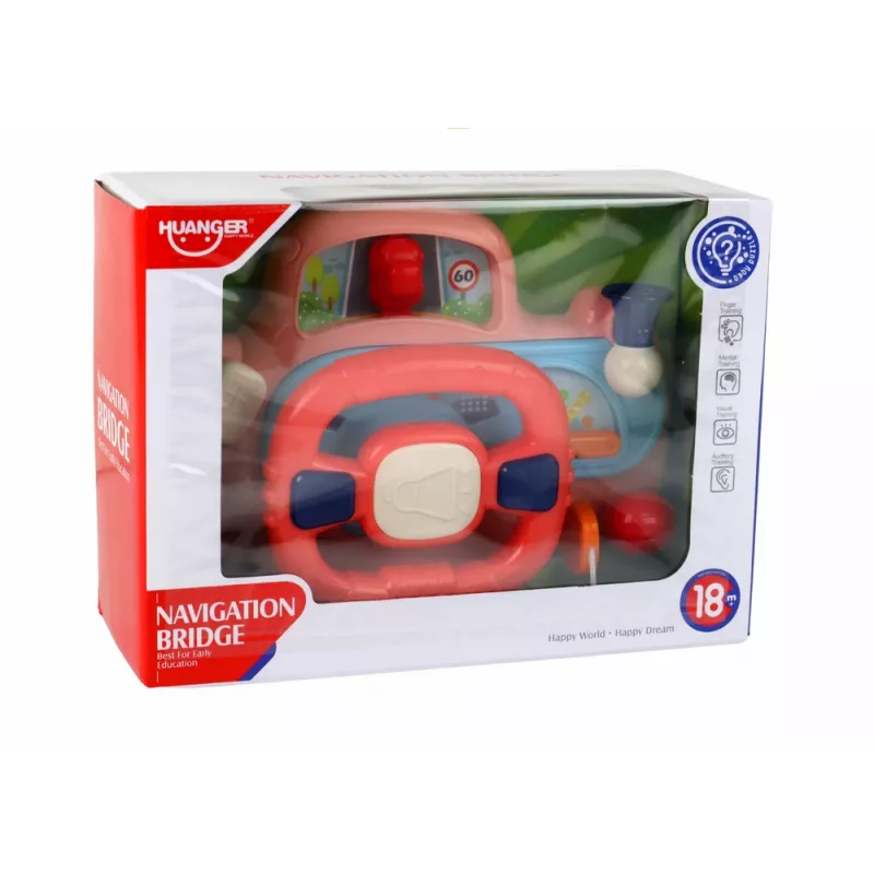 LEAN TOYS Interaktyvus rožinis vairo simulatorius su garsais ir šviesomis