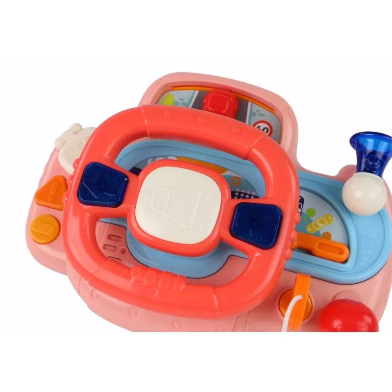 LEAN TOYS Interaktyvus rožinis vairo simulatorius su garsais ir šviesomis