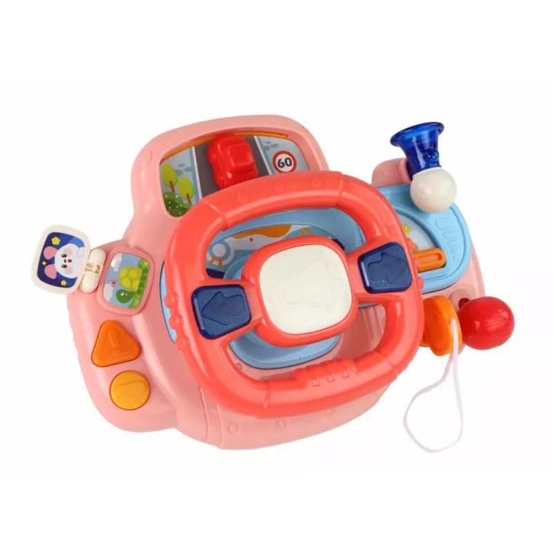 LEAN TOYS Interaktyvus rožinis vairo simulatorius su garsais ir šviesomis