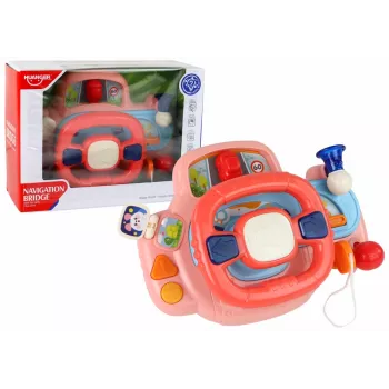 LEAN TOYS Interaktyvus rožinis vairo simulatorius su garsais ir šviesomis