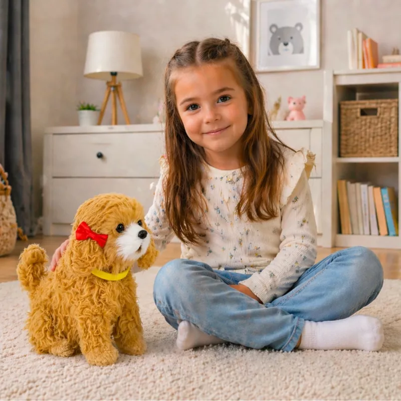 LEAN TOYS Interaktyvus minkštas šuniukas Poodle su švelniu kailiu