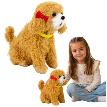 LEAN TOYS Interaktyvus minkštas šuniukas Poodle su švelniu kailiu